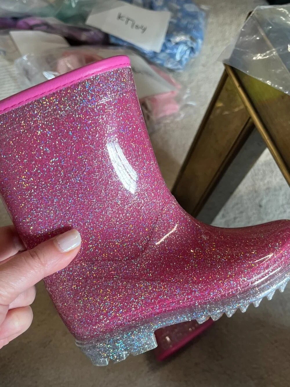 Rain Boots -  Kids Pink Sparkly Rain Boots Size 8M by Carter's